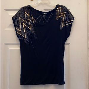 H&M Black shirt with sequin zigzags